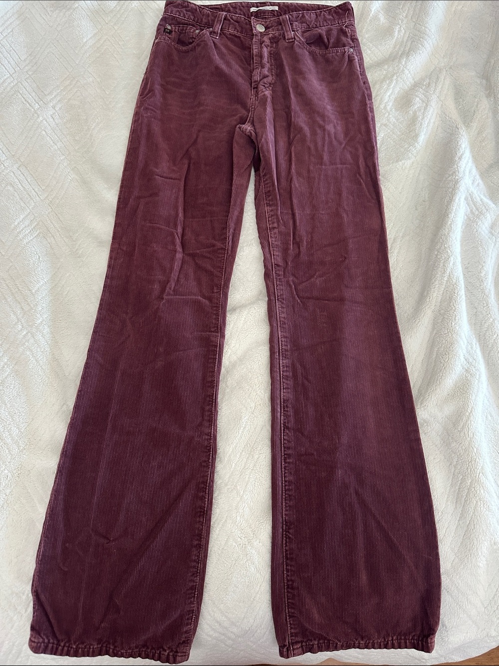 AC for AG Adriano Goldschmied Wine Corduroy Boot Cut Pants